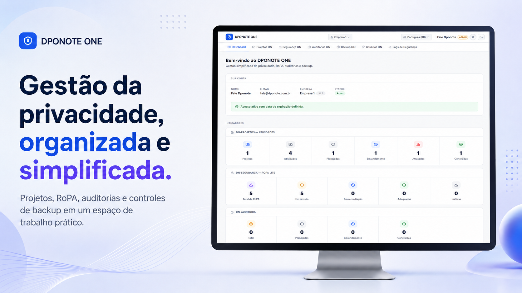 DPONOTE ONE: gestão da privacidade, projetos, RoPA e auditorias